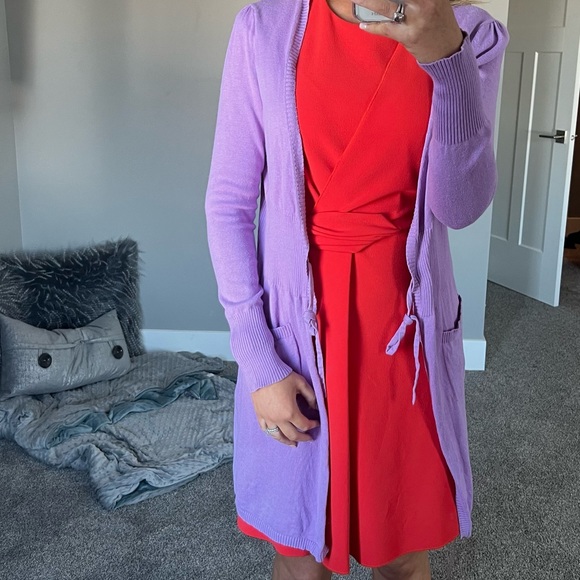 Victor Alfaro Long Open Cardigan Lilac Medium - Picture 2 of 6